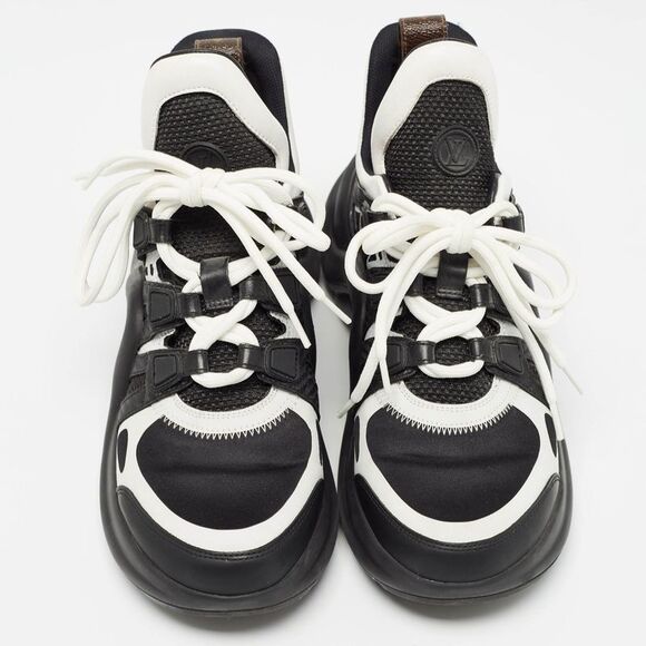 Louis Vuitton Black/White Leather and Mesh Archlight Sneakers Size 37.5 - Picture 3 of 4